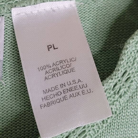 ALFRED DUNNER Green Short Sleeve Top Size PL Lace Crochet Floral Scalloped Twee - Picture 8 of 9